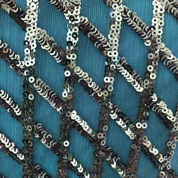 🌿 MEI MEI 🌿 green sequin sleeveless slight trumpet style formal dress size 8 - Picture 8 of 9